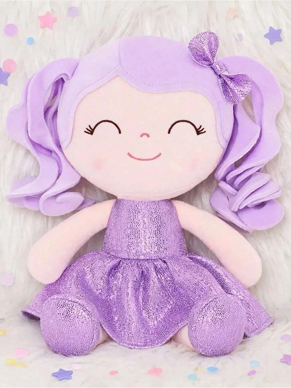 Lavender Sparkle Plush Doll - Kids Toy Gloveleya Doll